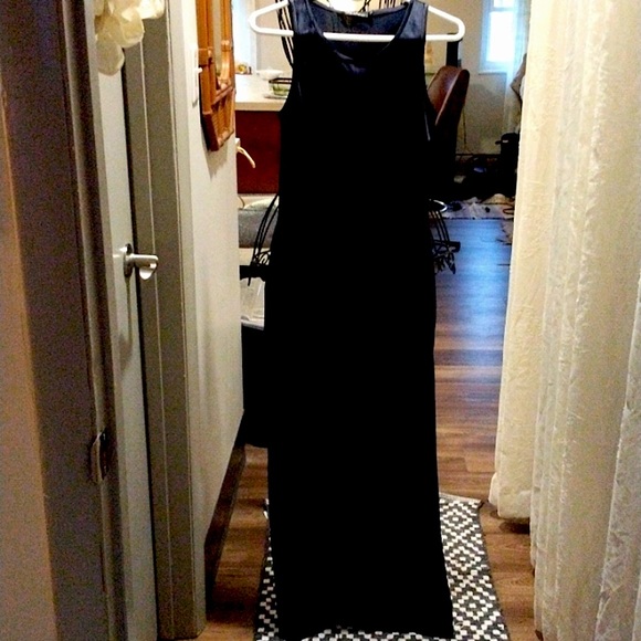 TAHARI navy VTG  Dress Beautiful Side slits sz 8 - Picture 2 of 10